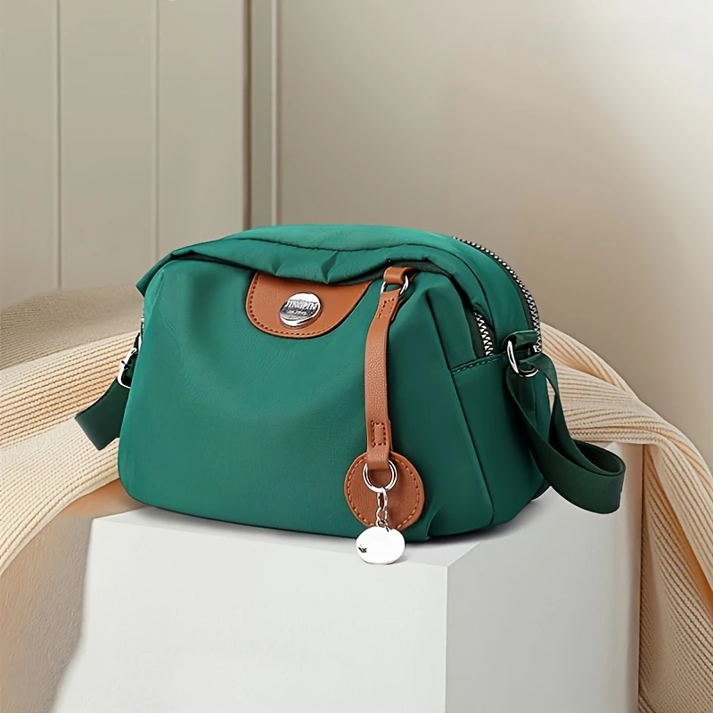 

Large Capacity Nylon Shell Shoulder Bag, Women's Casual Fashion Lightweight Solid Color Cross-body Bag Travel Organizer