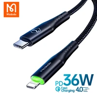 mcdodo 36w auto disconnect pd lightning cable fast charging for iphone 13 12 11 pro max xs xr 7 8 plus ipad pro led data cord