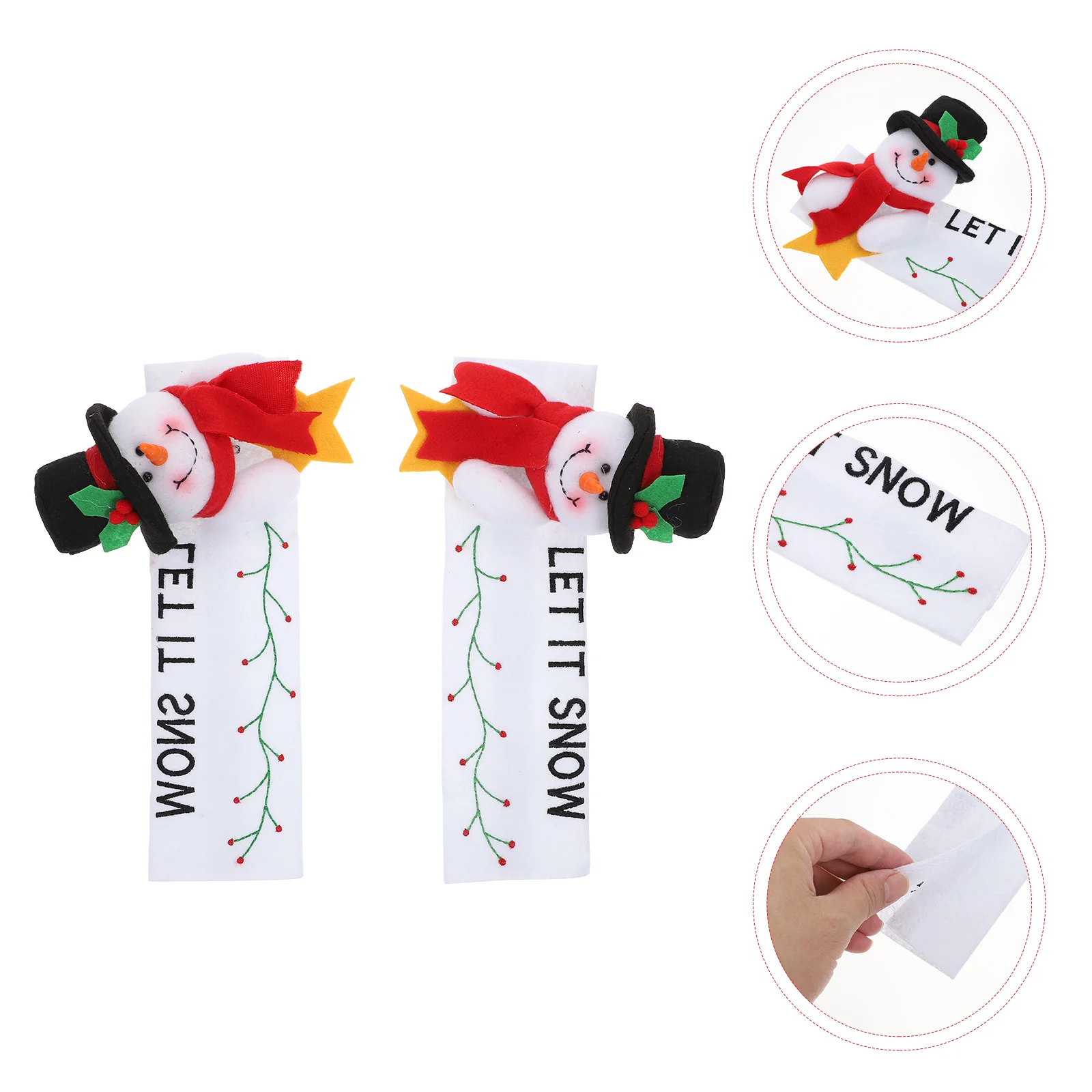 

Handle Cover Kitchendoor Christmas Plush Holiday Gloves Protector Fabric Fridge Refrigerator 3D Covers Appliance Decorations