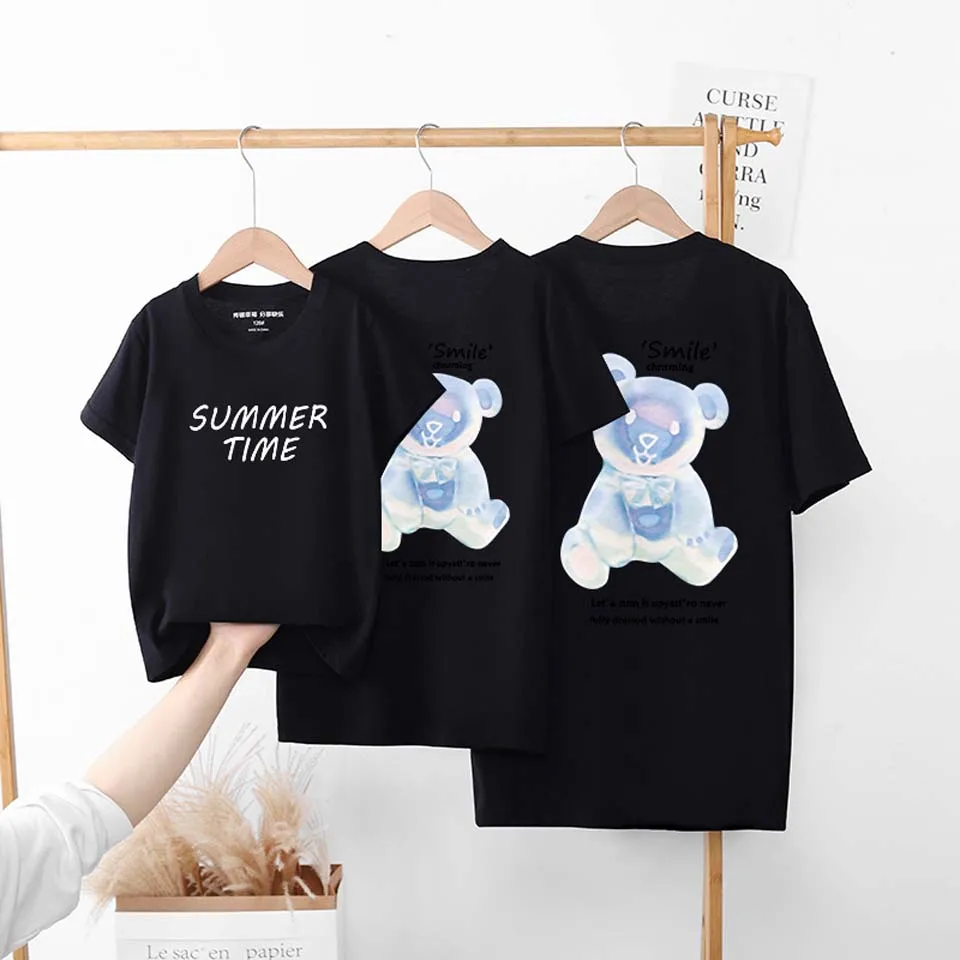 

2022 High Quality Family Matching Clothes 9 Colors Short Sleeve t-Shirts Daddy Mommy And Me Matching Summer Parent Children Tops