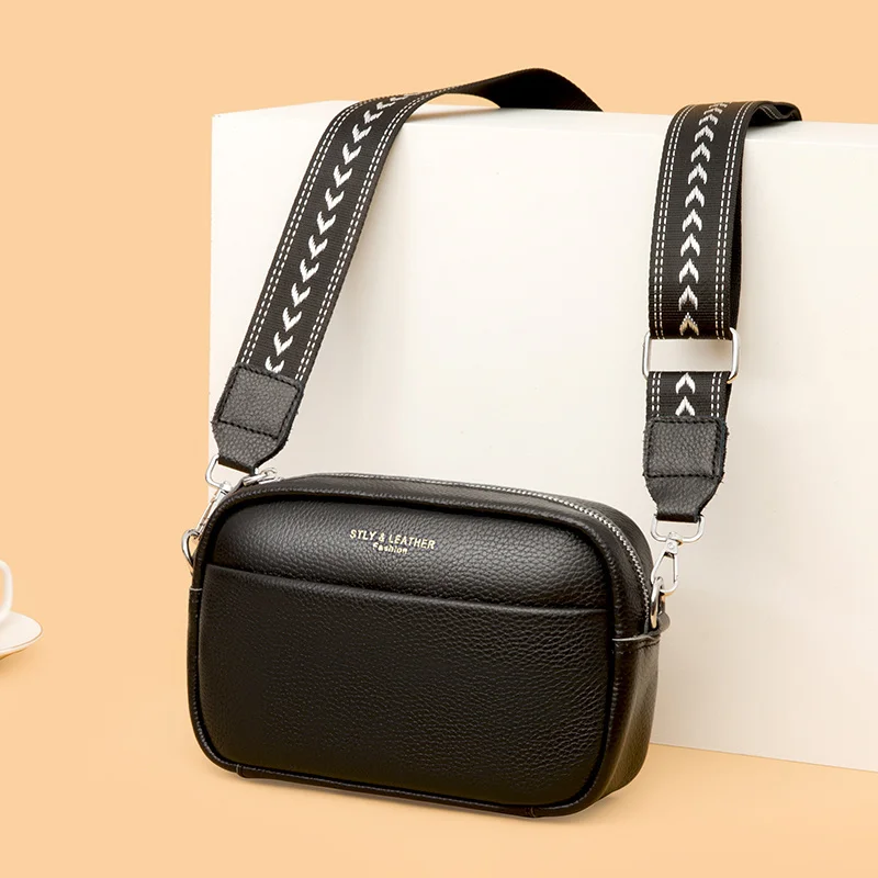 

New Vintage Crossbody Cowhide Cell Phone Shoulder Bag Messenger Bags Daily Use For Women Wallet HandBags