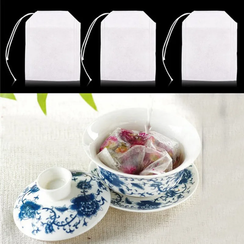 100Pcs Tea Bags For Tea Bag Infuser With String Heal Seal Sachet Filter Paper Teabags Empty Tea Bags Coffee Bags 5.5 x 7CM