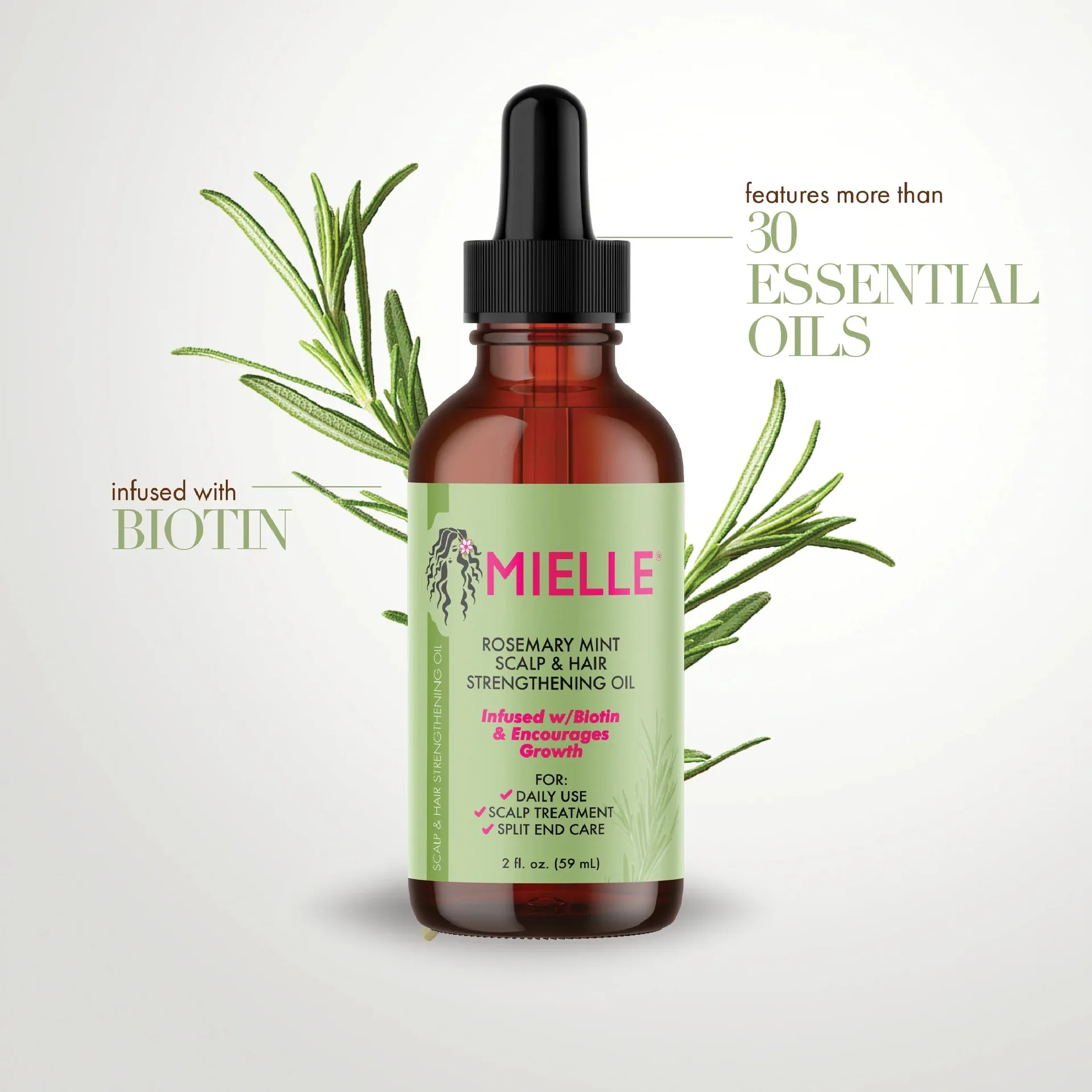 

Mielle Organics Rosemary Mint Scalp & Hair Strengthening Oil Nourishing Treatment for Split Ends and Dry Scalp Essential Oils