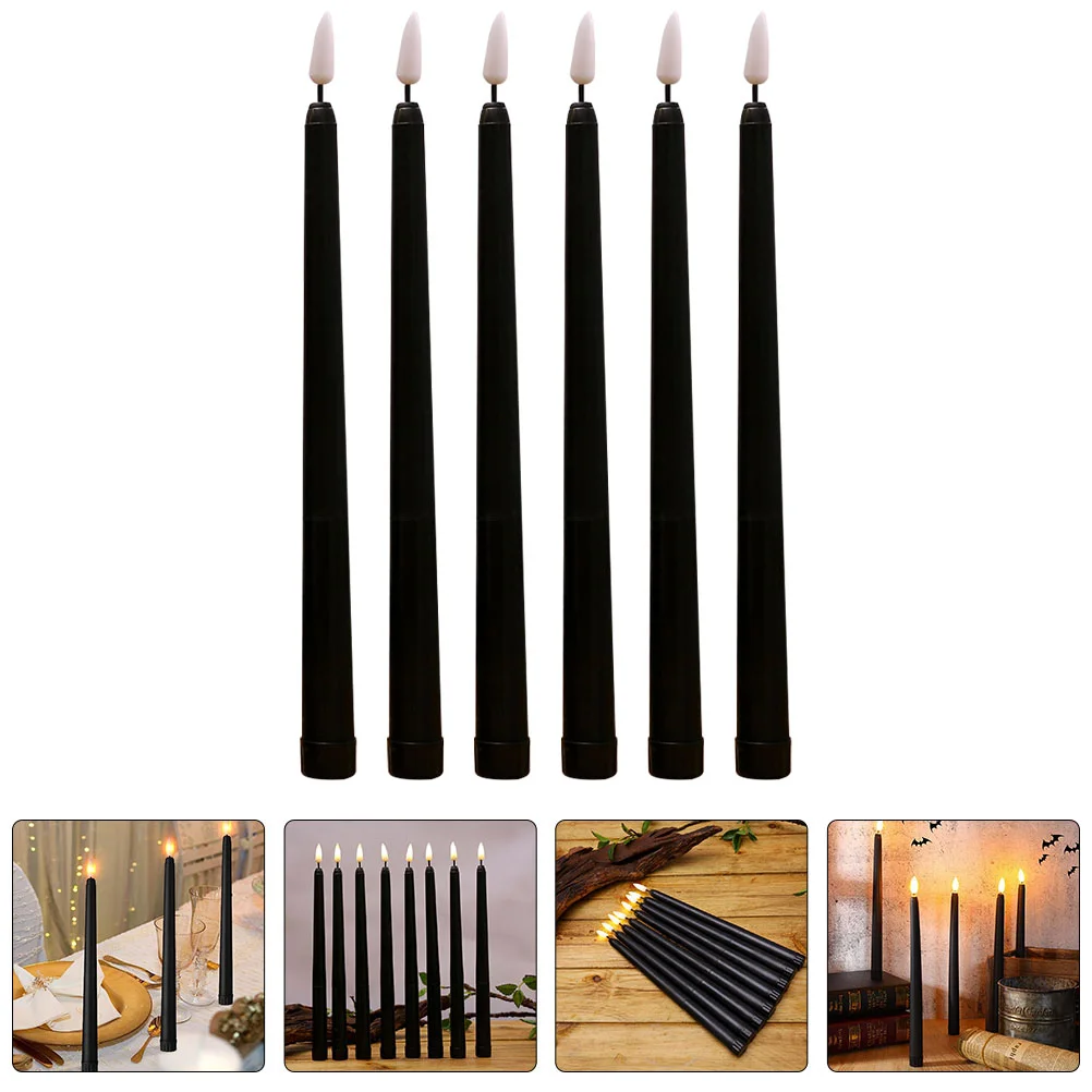 

6 шт., свадебные украшения, беспламенные Свечи, декоративные светодиодные рождественские украшения, конические черные