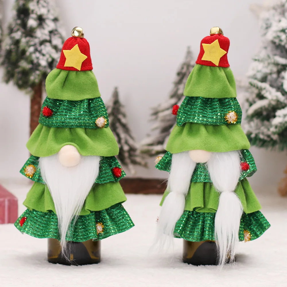 

Forester Christmas Tree Wine Bottle Set Cake Skirt Champagne Set Table Dress Up Props Christmas Decorations крышка бутылки вина