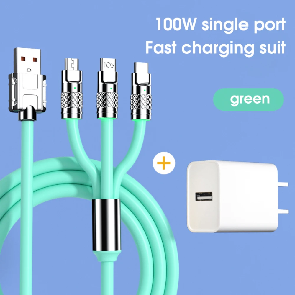 

Three-in-one Data Cable Data Line Super Fast Charge Quick Charge Multi Usb Port Zinc Alloy Fast Charging Cord Data Cable 120w
