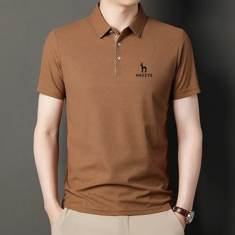 

2023 New Designer Hazzys Summer Mens Golf Wear Polo Shirts With Short Sleeve Turn Down Collar Casual Tops Fashions Top Clothing
