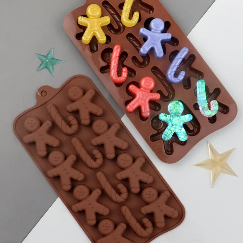 

12 Holes Christmas Gingerbread Man Mold Chocolate Silicone Mold Ice Lattice Mold Homemade Candy Cookie Kitchen Baking Mold