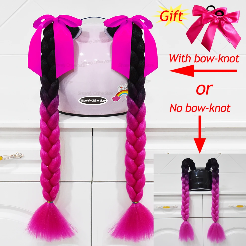 

2 шт./пара, новый мотоциклетный шлем, косички, женский парик с косами для мотоциклетных шлемов, 164 цвета, поворотный двойной косичка, хвост с присоской