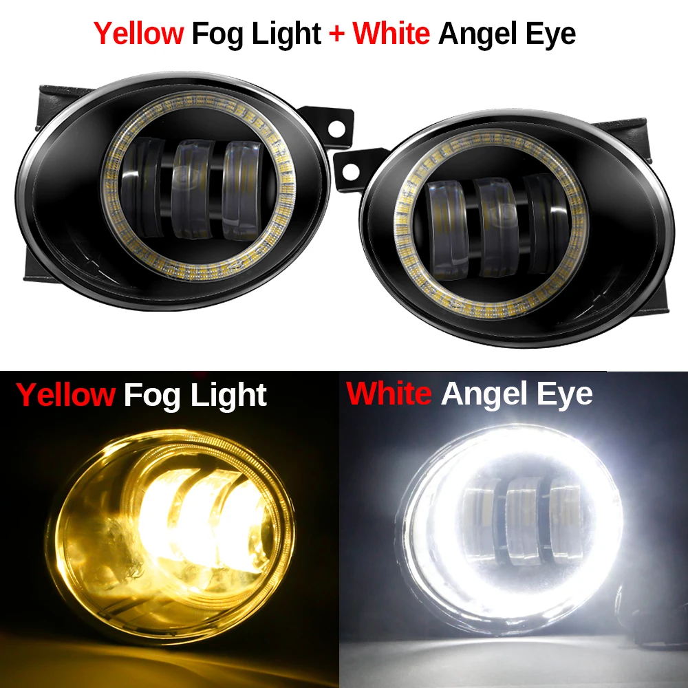 

2 светодиодных противотуманных фонаря «ангельские глазки» DRL 9006 HB4 Автомобильные противотуманные фары дневного света для Volkswagen VW Polo Passat CC Tiguan Touran EOS Caddy