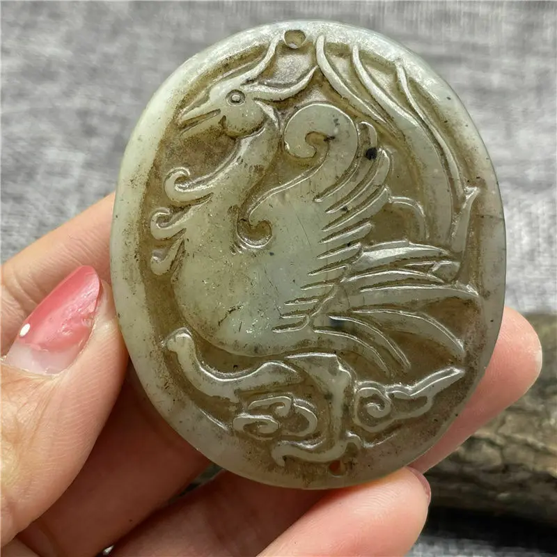 

Китайский кулон из натурального нефрита Suzaku, миф, зверь, античный кулон xiuyu Amulet