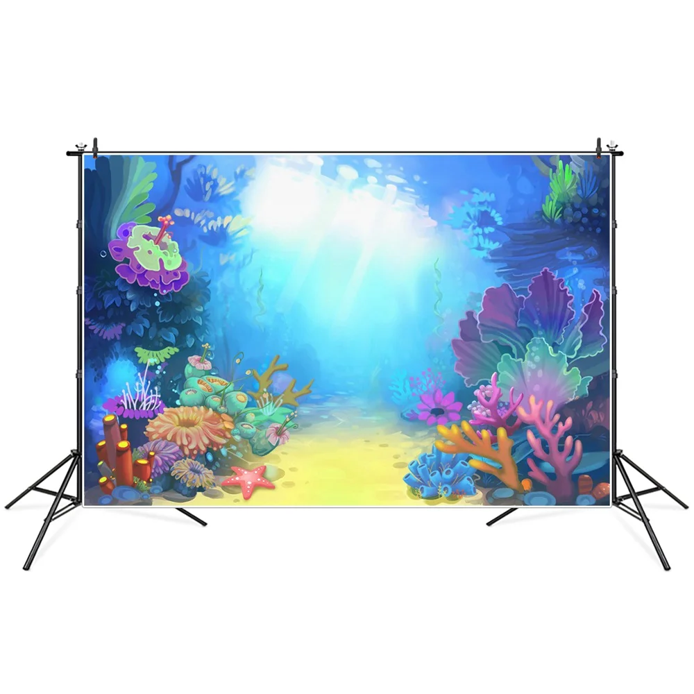 

Underwater Corals Seabed Scenic Photography Backdrops Custom Baby Ocean Birthday Party Photocall Studio Photo Backgrounds Props