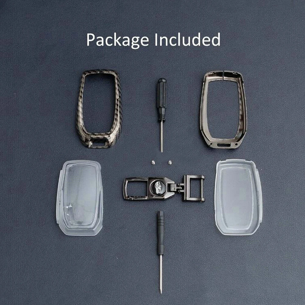 

1x Alloy Smart Car Key Fob Cover Case Chain Carbon Fiber For Toyota For Sienna For Venza For RAV4 Prime For Tundra Keychain