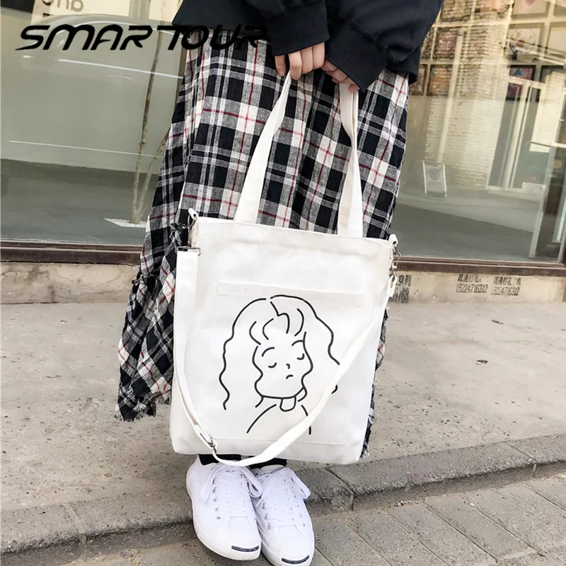 

Women Shoulder Bag 2022 Large Capacity Tote Bag Student Girl Fashion Handbags Cartoon Print Shopper Bag Simple Book Canvas Bags