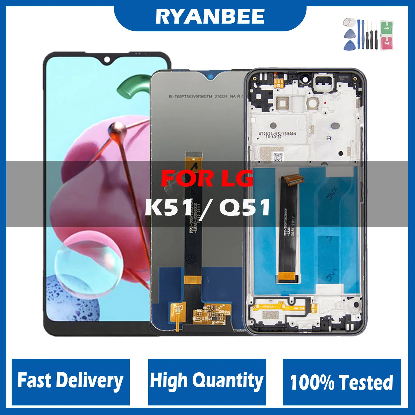 ЖК-дисплей для LG K51/Q51 K500, ЖК-дисплей с рамкой для LG K51 K500 K500UM кодирующий преобразователь сенсорного экрана в сборе LM-K500UM3 LCD