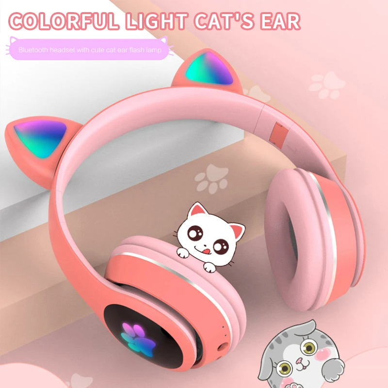 

Cute Cute Cat Ear Headphone Wireless Earphone 400mah Luminous Long Standby Time Sport Headset Bluetooth Earbuds