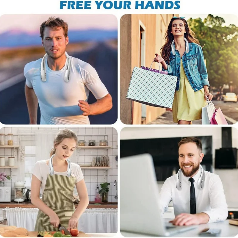 Портативный шейный вентилятор 4000 мАч перезаряжаемый безлопастной подвесной 3