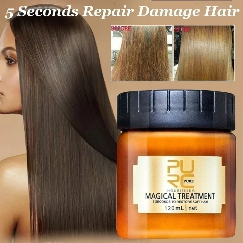 60/120ml PURC Hair Mask Magical Treatment Mask 5 Seconds Repairs Damage Restore Soft Hair Pure Keratin Hair & Scalp Treatment images - 6