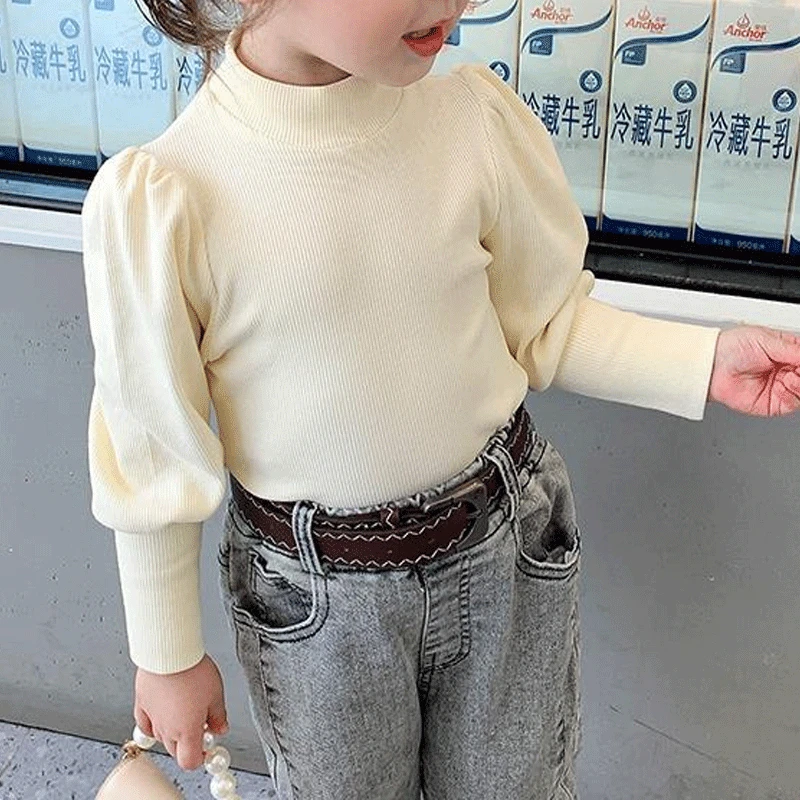 

Bottom Shirt T-shirt Korean Sweet Sleeve Color Princess Spring Girls' Dress 2023 Casual Children's Versatile New Fashion Solid