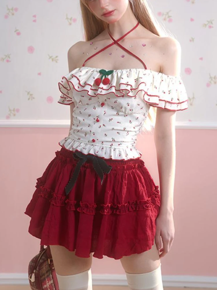 Летний японский кавайный комплект из 2 предметов женский корейский костюм с