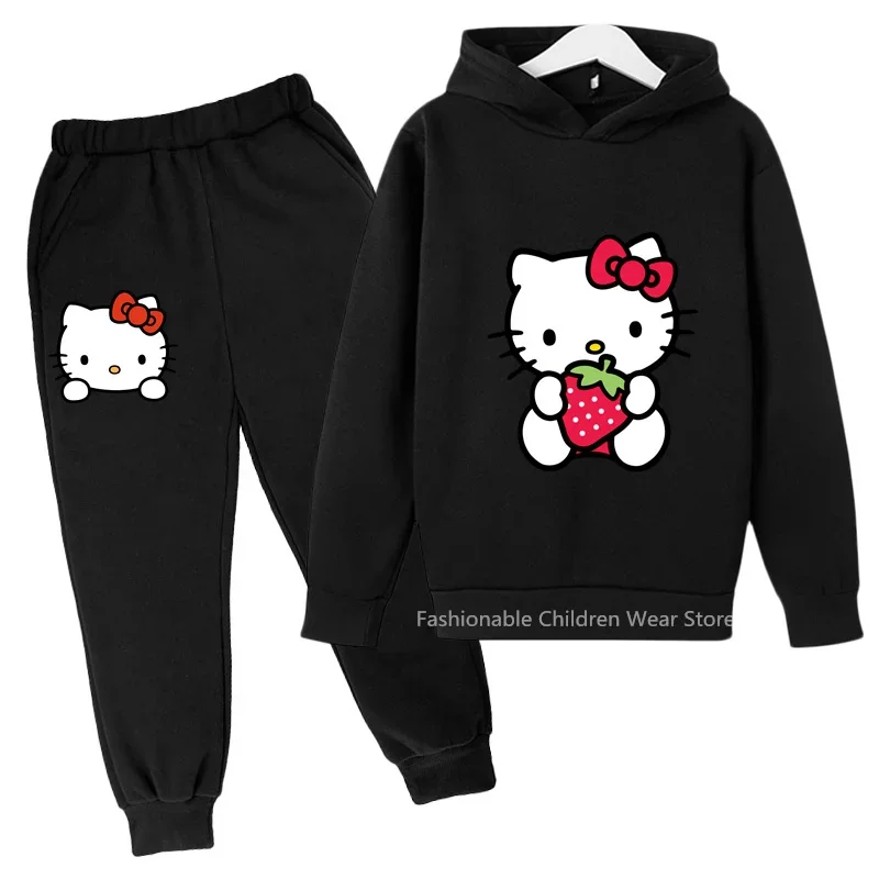 Новинка комплект из Толстовки и брюк с принтом Hello Kitty детская осенне-Весенняя