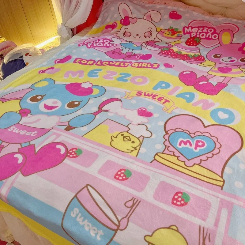 Kawaii Mezzo Piano Ultra Soft Blanket Cute Coral Plush Office Home Lounge Chair Blankets Cartoon Printed Gifts
