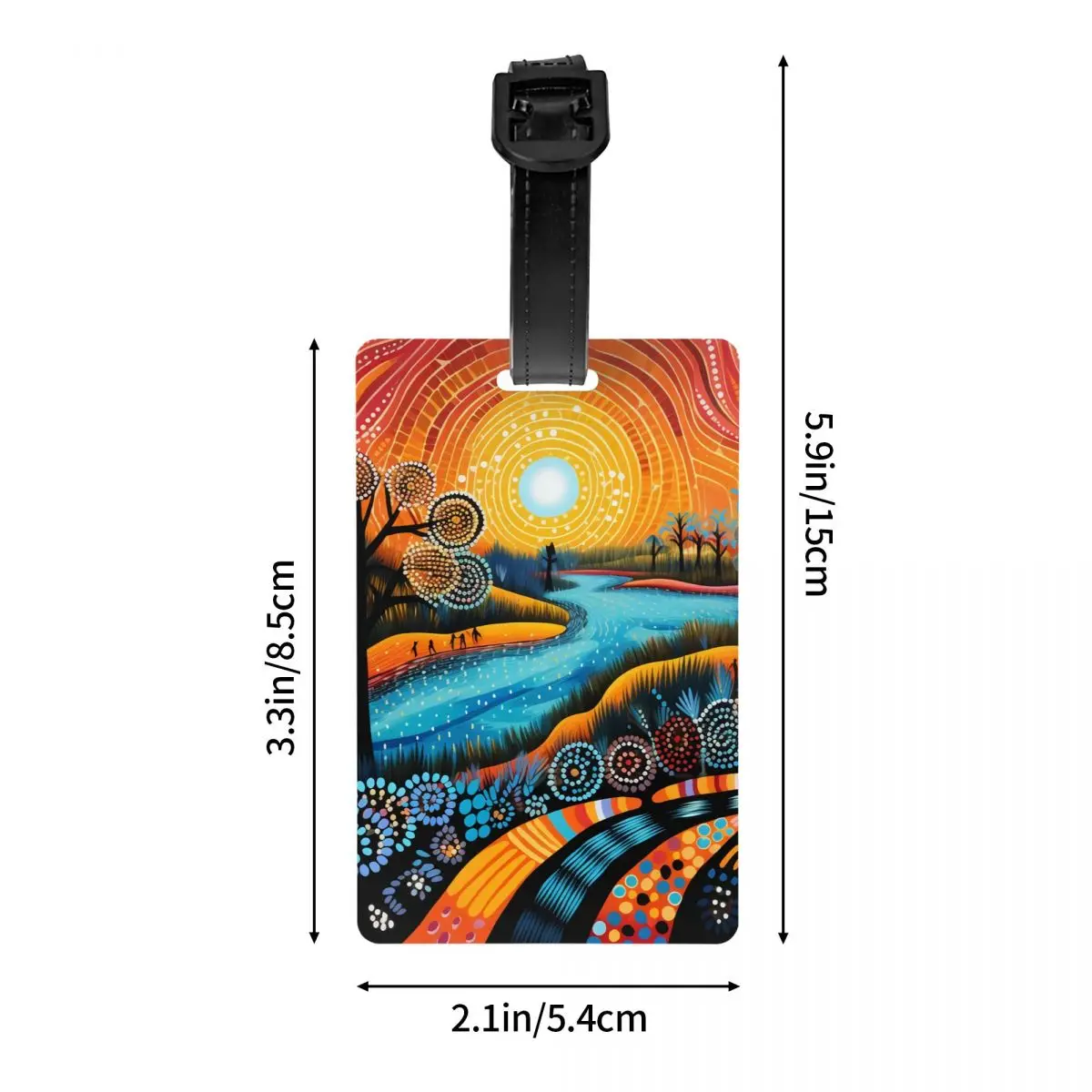 Custom Australian Aboriginal Dot Art Luggage Tag for Travel Suitcase Privacy Cover ID Label