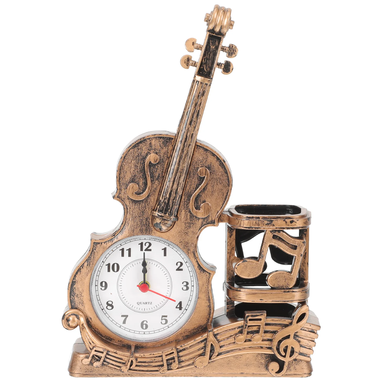 

Violin Clock Holder Pen Desktoporganizer Alarm Desk Kids Tape Finger Table Model Miniature Cup Statue Ornament Storage