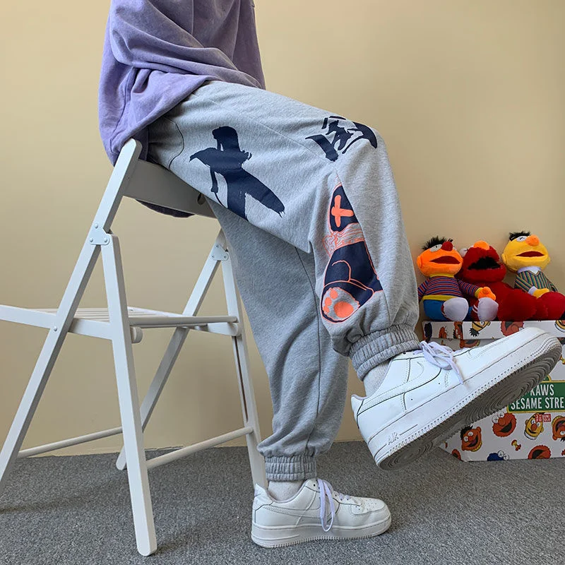

Men's Casual Pants Spring New Loose Fashion Printed Sports Trend Black Chinese Elements Whos Trousers Summer Recommend