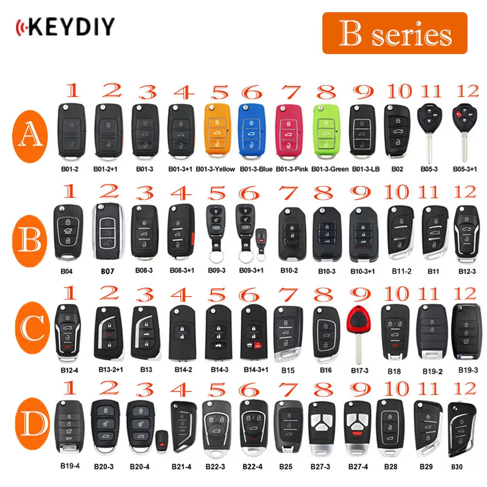 

KEYDIY B Series Car Remote Key B01 B02 B04 B05 B10 B11 B12 B15 B16 B18 B21 B22 B25 B27 B28 B29 B30 Car Key for KD900 KD-X2 Mini
