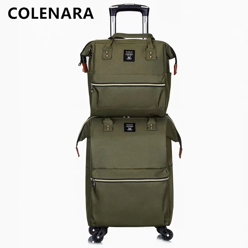COLENARA High-quality Suitcase Men's Fashion Nylon Trolley Bag Set Women's Universal Wheel Rolling Rotating Hand Luggage