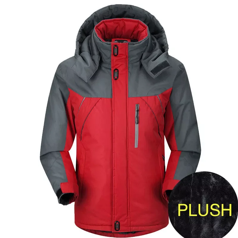 

Plush Windproof Outdoor Men's Warm Cotton Coat Large Waterproof Coat Windbreaker Winter Cotton Coat