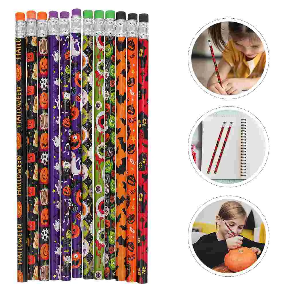 S Halloween Decors Erasers Students Drawing Writing Kids Wood