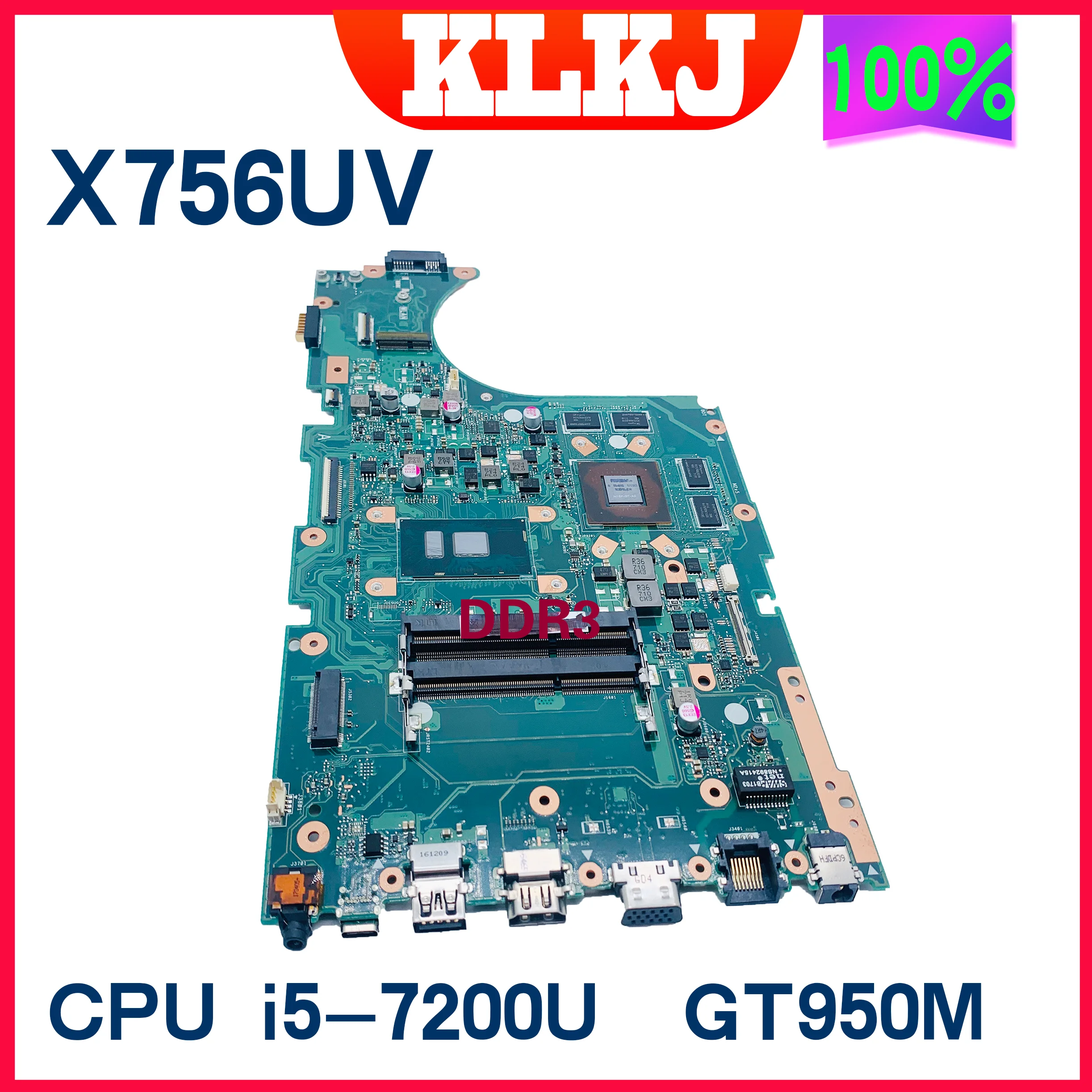 

Dinzi X756UX материнская плата для ноутбука с I5-7200U GTX950M для ASUS X756UJ X756U X756UQ X756UR X756UVK X756UQK материнская плата 100% тест