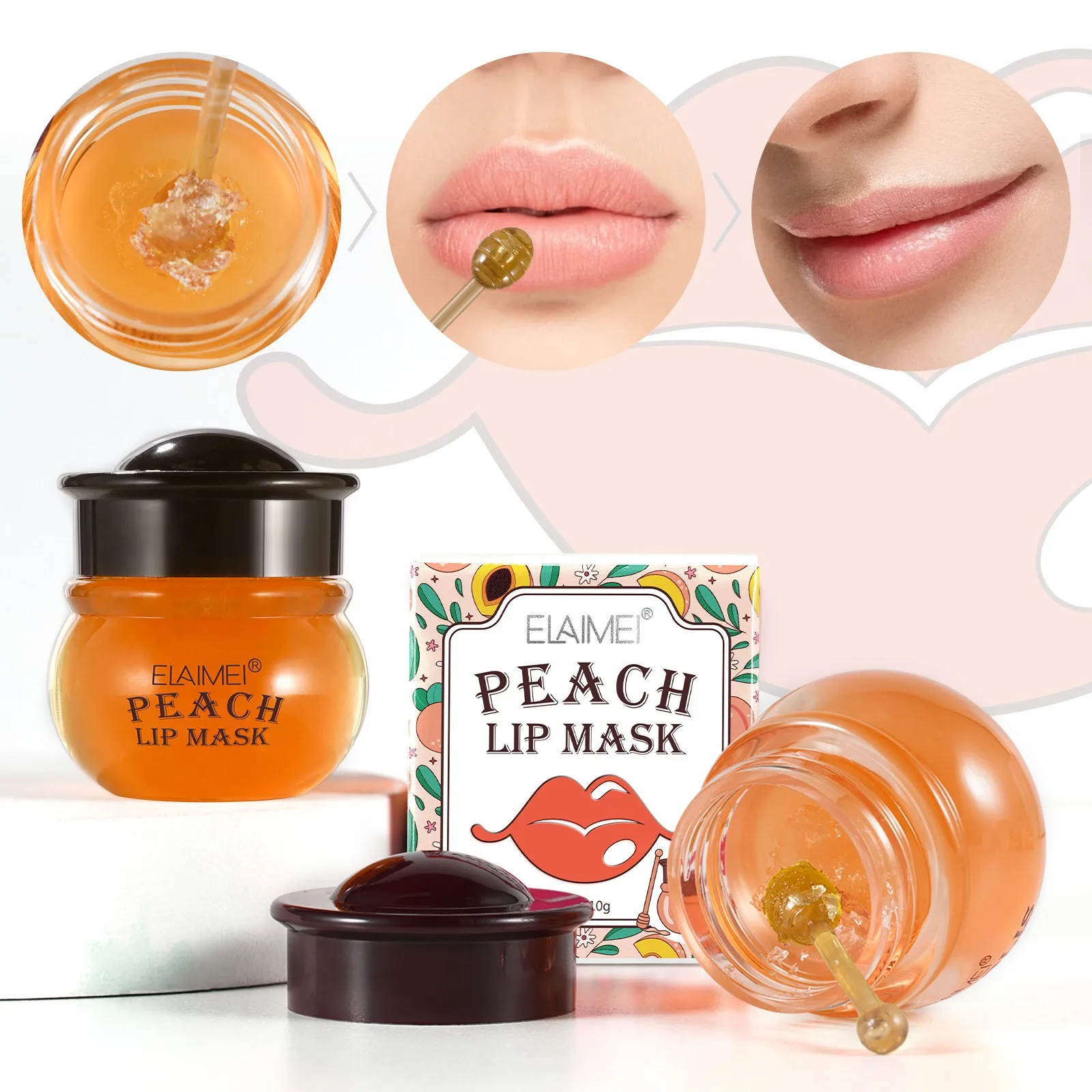 EELHOE Peach Flavor Moisturizing Moisturizing Lip Mask Prevents Dryness Exfoliates Lightens Lip Lines 10ml