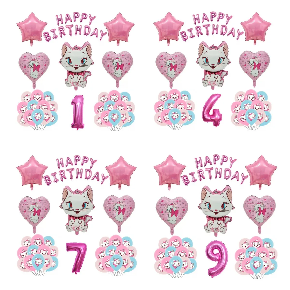 

Disney Pink Marie Cat Cartoon Girls Balloons Birthday Decor Latex Big Foil Balloons Package Shower Round Globos Kids Party Gift