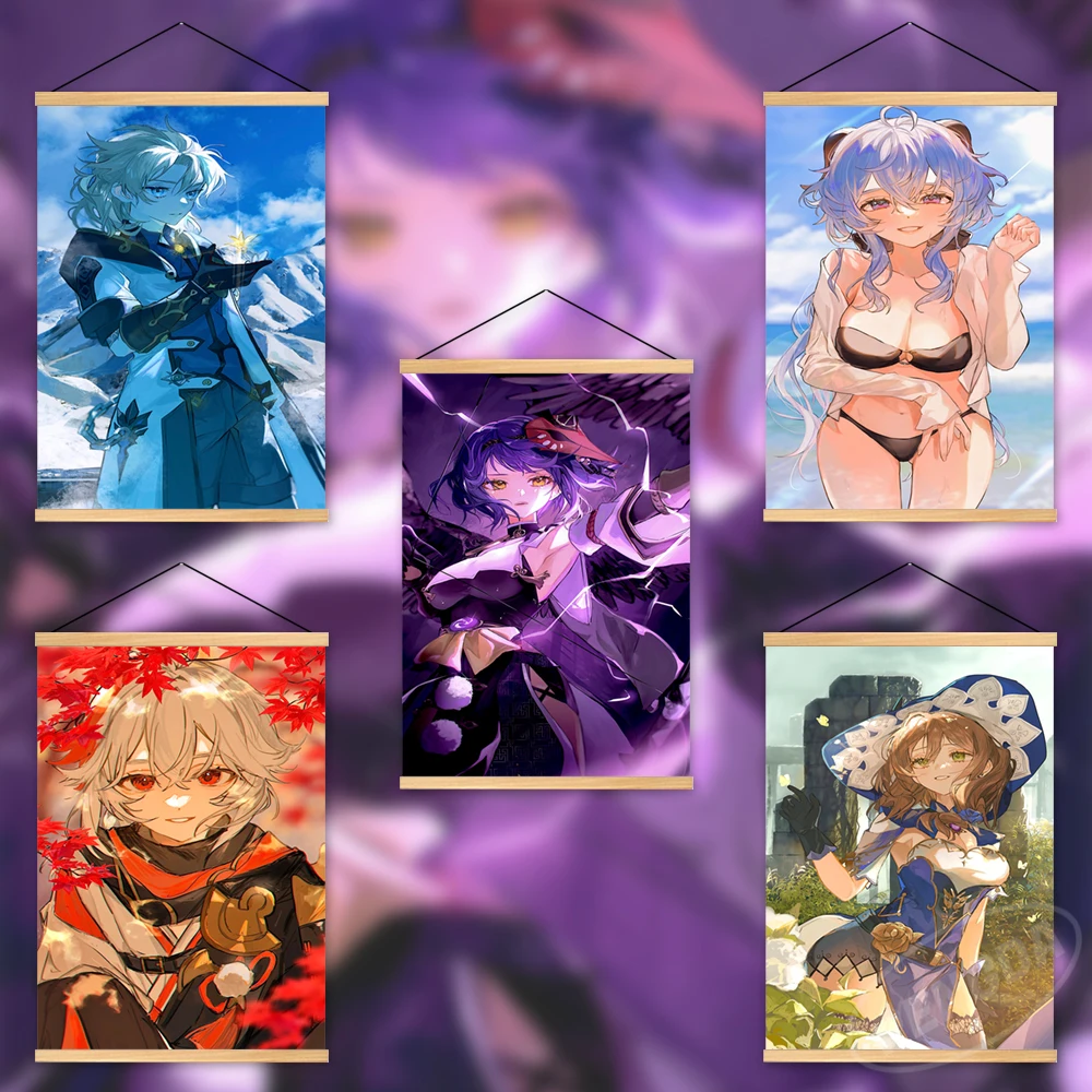 

Home Decor Genshin Impact Canvas Wall Art Anime Wooden Hanging Lisa Minci Paintings Pictures Printing Modular Poster Living Room