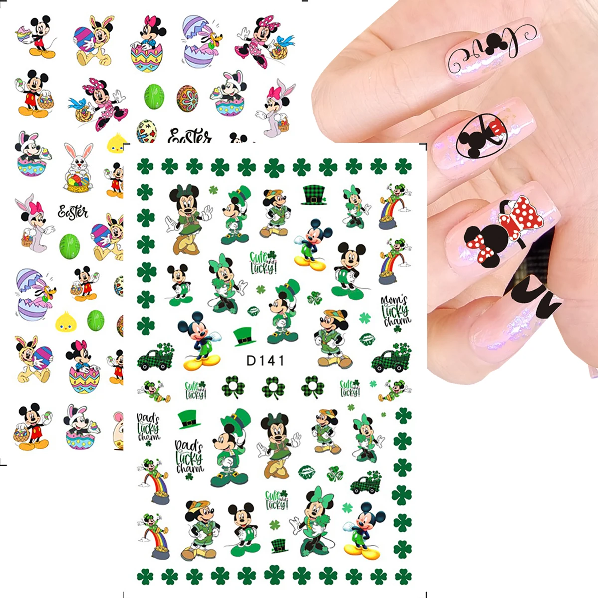 

Диснеевские аниме 3D клейкие наклейки для дизайна ногтей, слайдер для ногтей, новый мультфильм, наклейки с Микки и Минни, украшение для ногте...