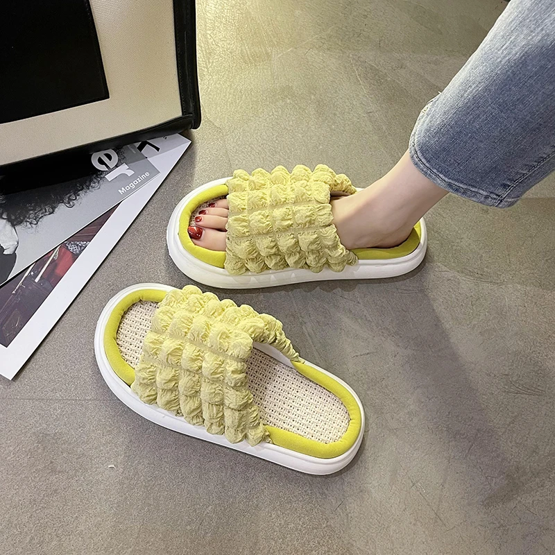 

Шлепанцы женские из ПУ кожи, Сланцы на платформе, роскошные сандалии на плоской резиновой подошве, Повседневные тапочки, лето 2022