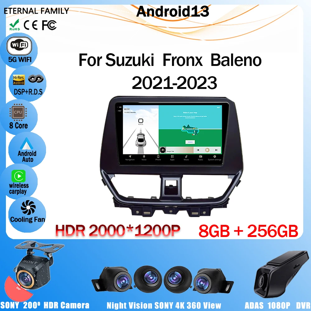 Android 13 GPS-навигация для Suzuki Fronx Baleno 202 Авторадио мультимедийная стереосистема QLED IPS