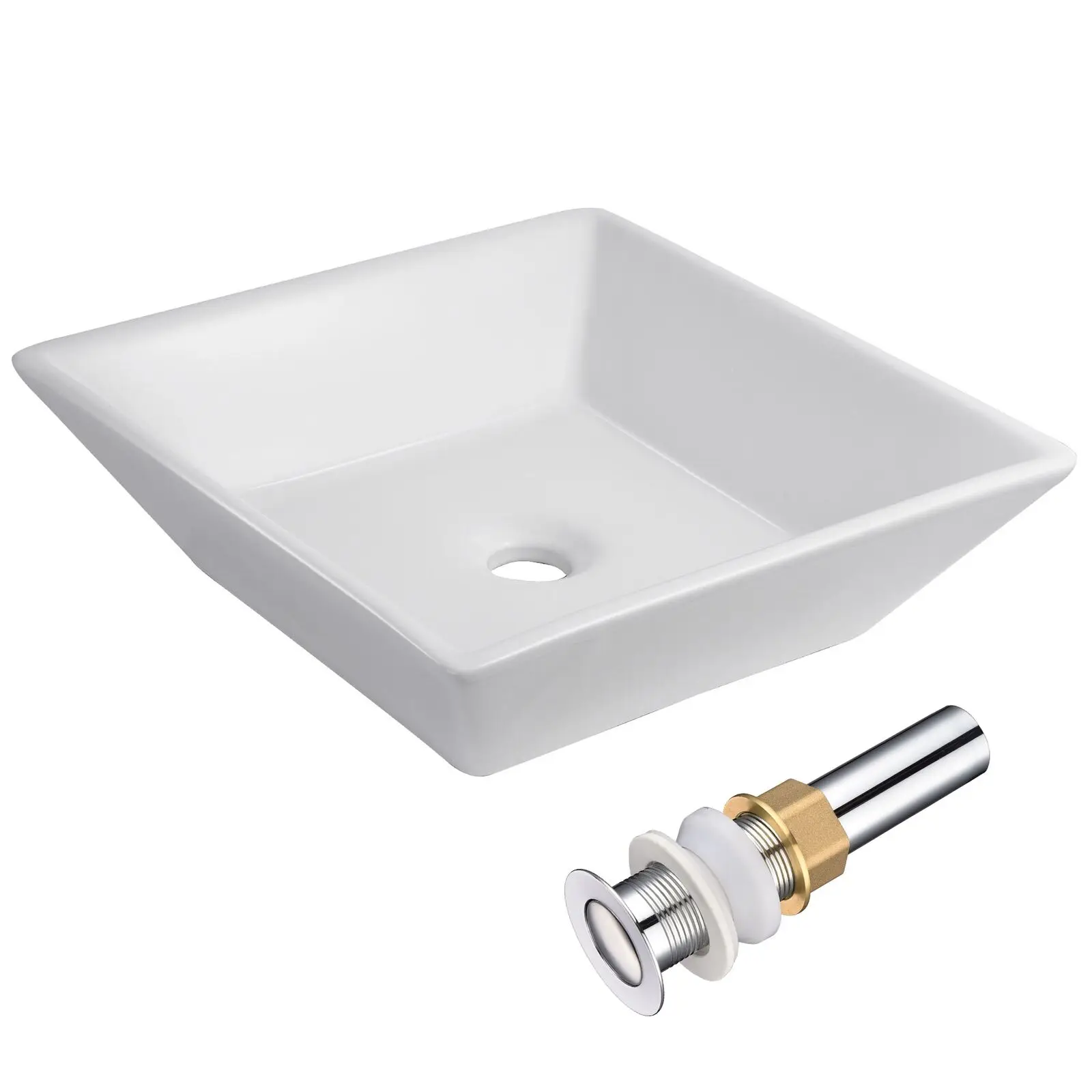 

16 X16 X4 Rectangular Ceramic Above Counter Basin White Porcelain Vessel Sink