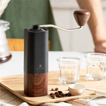 Manual Coffee Grinder Square with Ceramic Or Steel Burr 30G Capacity Portable Coffee Mill Hand Crank for Espresso Pour Over
