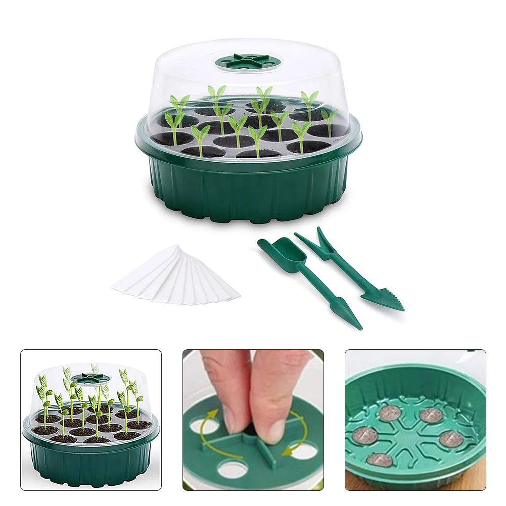 Garden Nursery Pot Seed Tray Box Sprout Plate Pots For Plants With Lids Seedling Flower Hydroponic Systems Mini Greenhouse