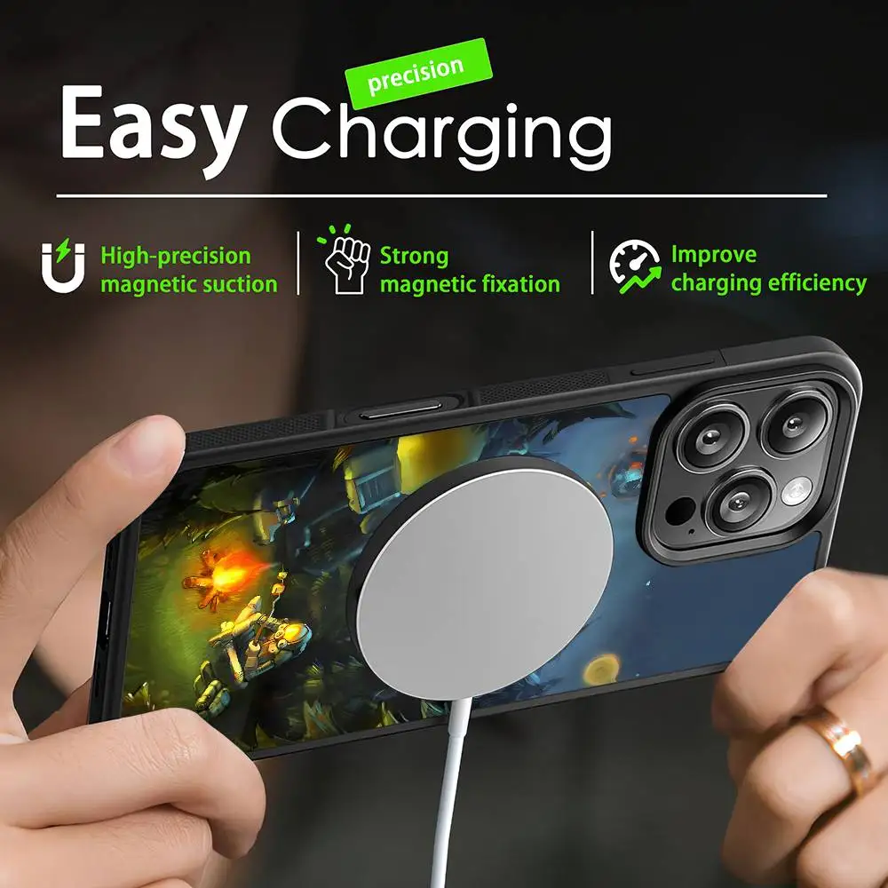 Фото Чехол для телефона O-Outer Wilds MagSafe Magnetic для iPhone 16, 15, 14, 13, 12, 11 Pro Plus Max Mini, беспроводное зарядное устройство Funda №2