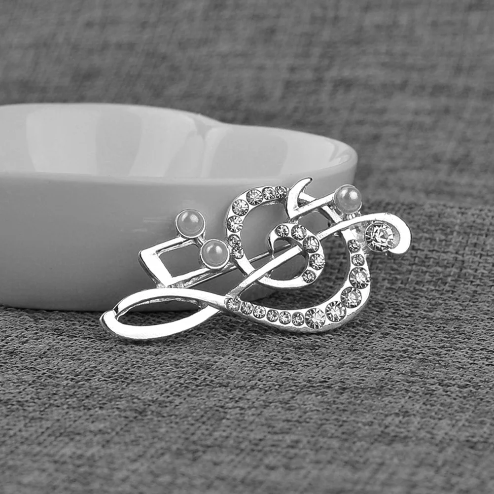 

Musical Note Brooch Women's Fashion Backpacks Pin Rhinestones Sweater Alloy Aesthetic
