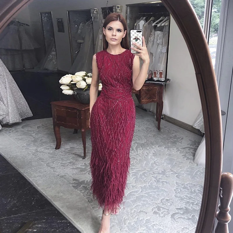 

Женское вечернее платье без рукавов, винно-красное роскошное платье для выпускного вечера