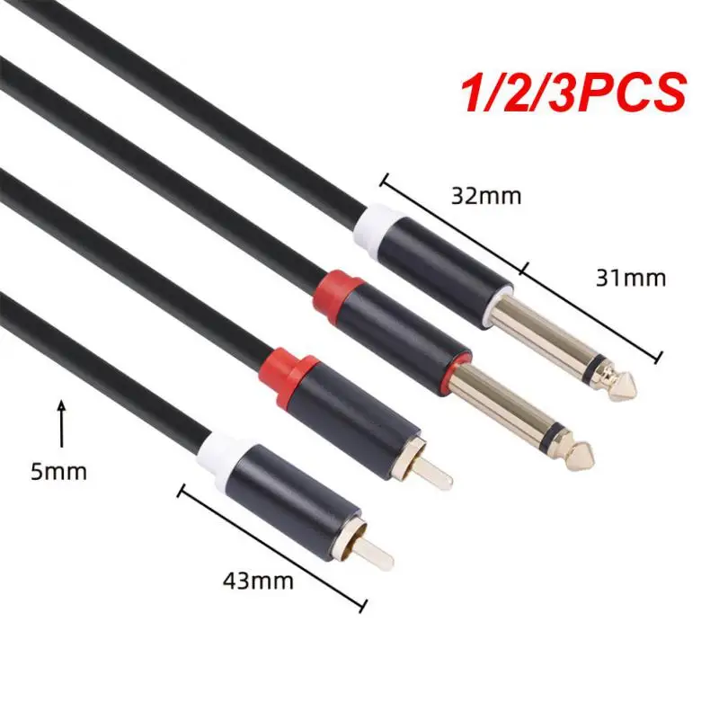 

1/2/3PCS Dual RCA to Dual Mono 6.35mm Male Jack Digital Audio Cable 2RCA to 2 6.5 DVD Mixer Wire for Amplifier Speakers TV AV