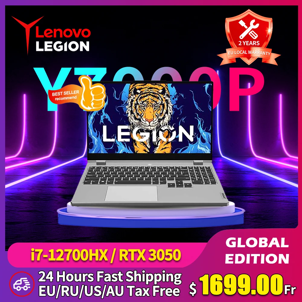 

Lenovo Laptop Legion Y7000P 2022 Gaming Notebook 12th Intel i7-12700H RTX3050Ti 165Hz 15.6inch Windows 11 PC Backlit Keyboard