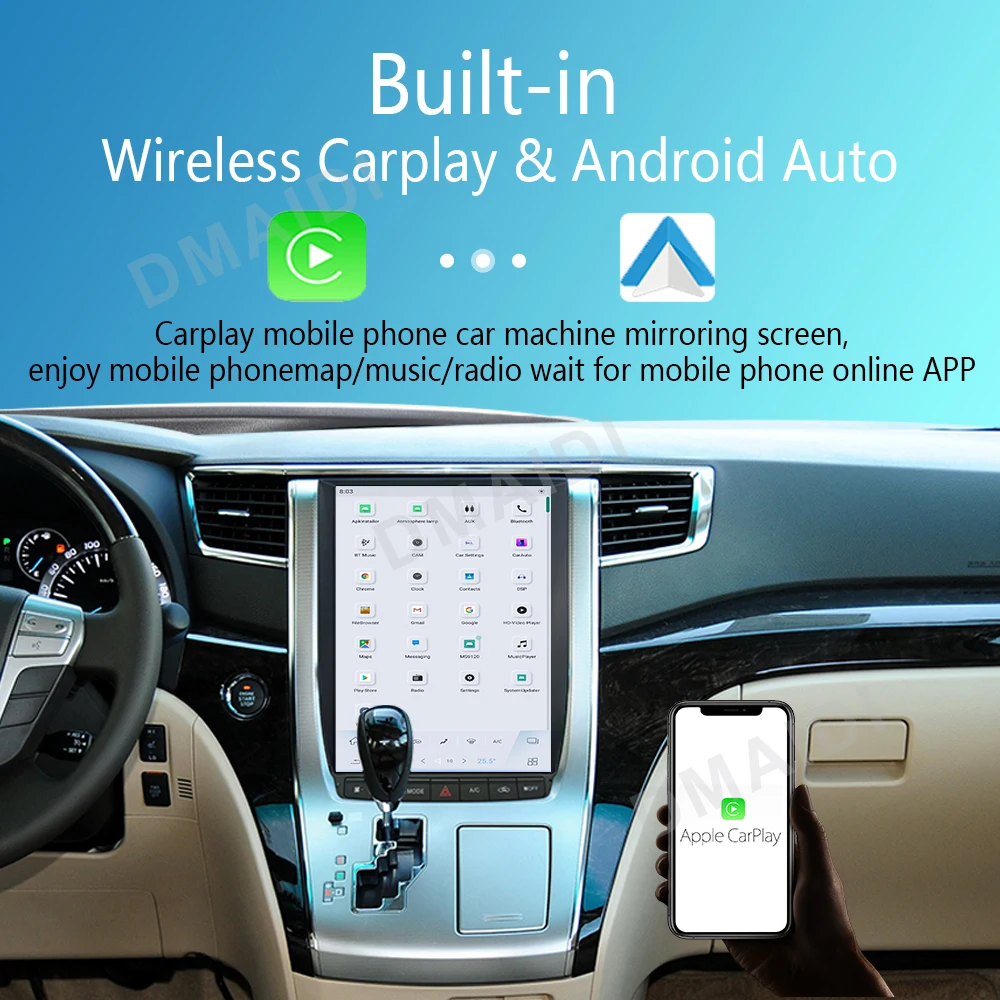 Автомобильный мультимедийный плеер Tesla для Toyota Alphard 20 2010-2014 CarPlay Android
