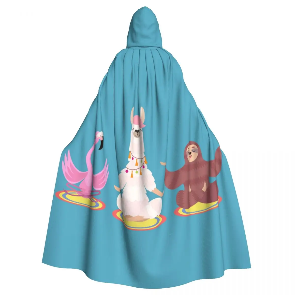 

Unisex Witch Party Reversible Hooded Adult Vampires Cape Cloak Cute Sloth Llama And Flamingo